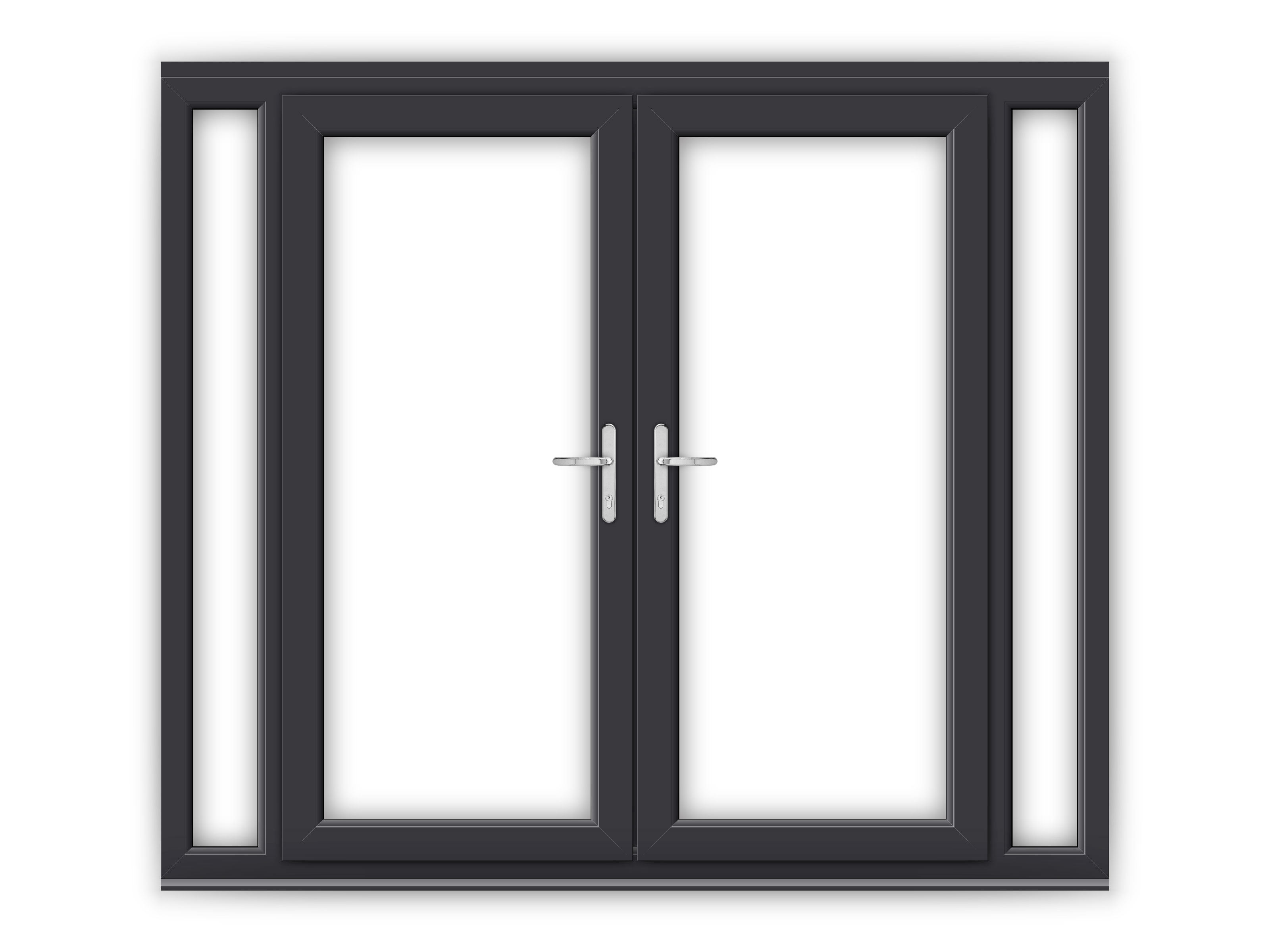 6ft Anthracite Grey uPVC French Doors with Narrow Side Panels Flying Doors